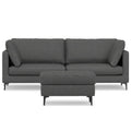 90" Gray Fabric Sofa With Ottoman With Black Legs