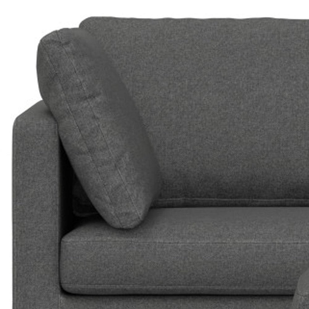 90" Gray Fabric Sofa With Ottoman With Black Legs