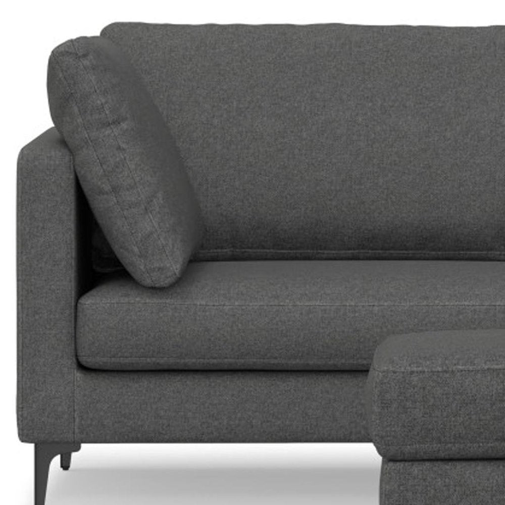 90" Gray Fabric Sofa With Ottoman With Black Legs