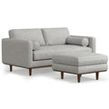 72" Gray Fabric Sofa With Ottoman With Brown Legs