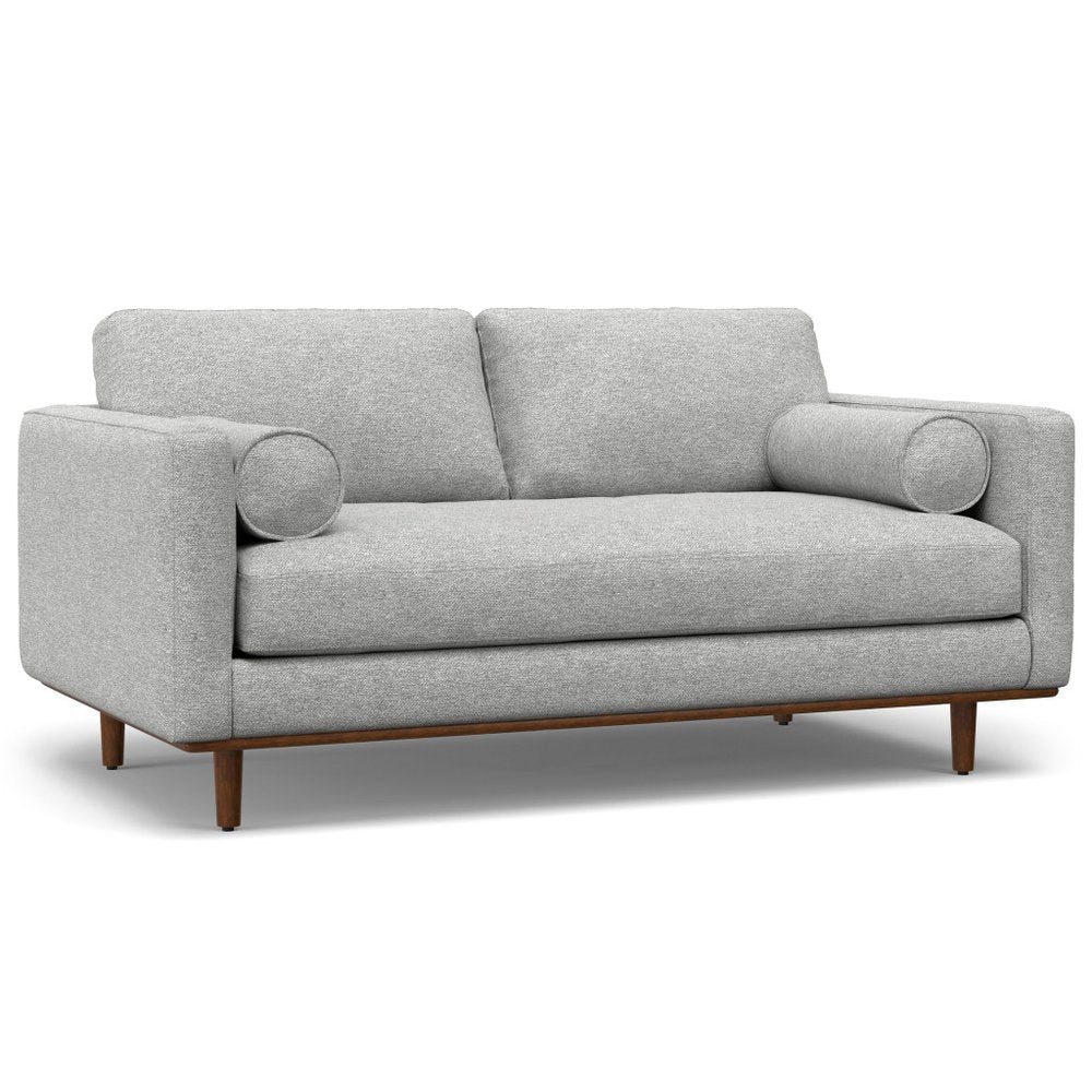 72" Gray Fabric Sofa With Ottoman With Brown Legs