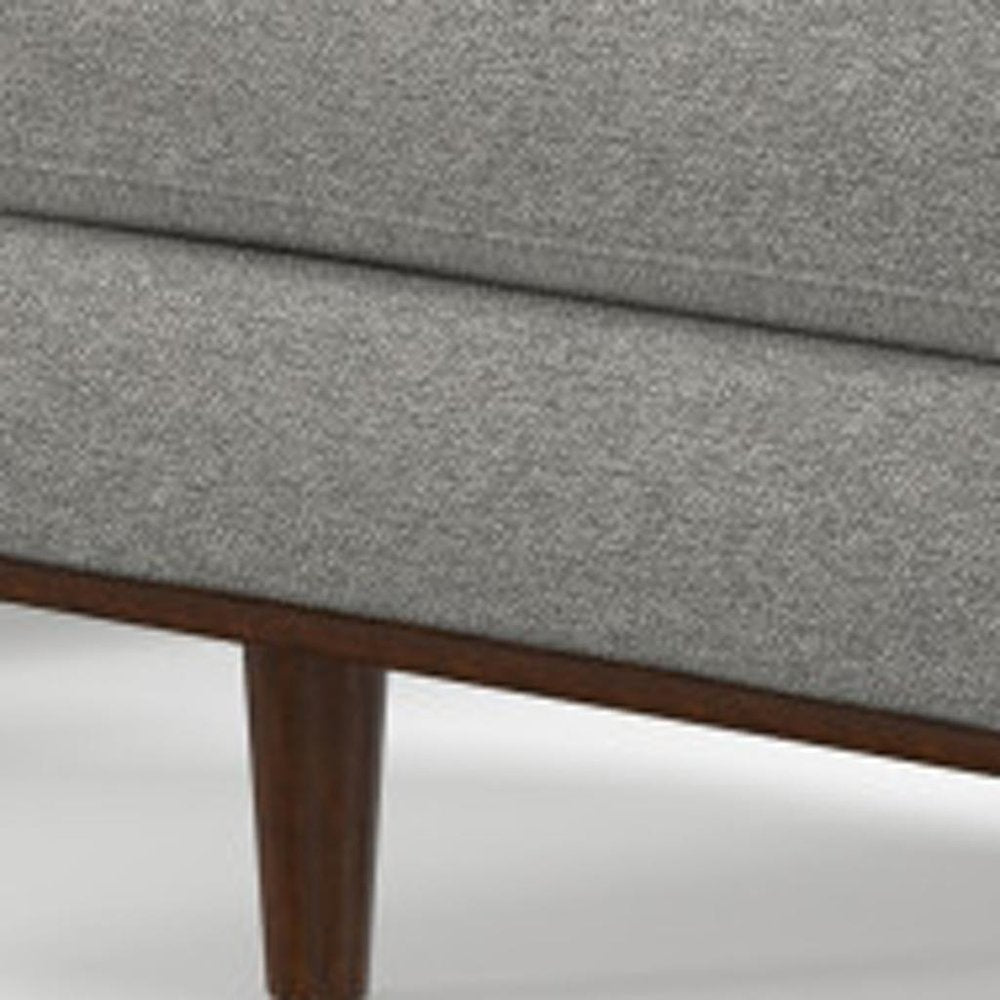 72" Gray Fabric Sofa With Ottoman With Brown Legs