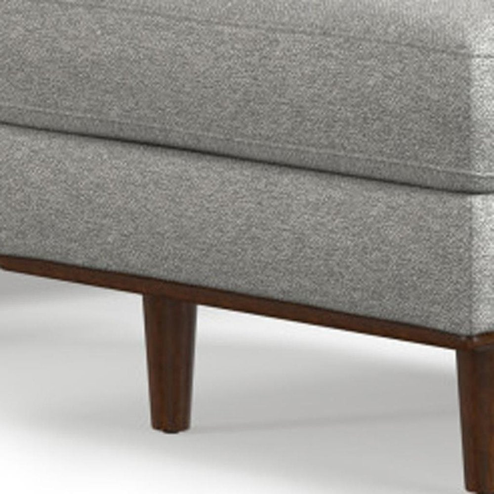 72" Gray Fabric Sofa With Ottoman With Brown Legs