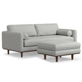 89" Gray Fabric Sofa With Ottoman With Brown Legs