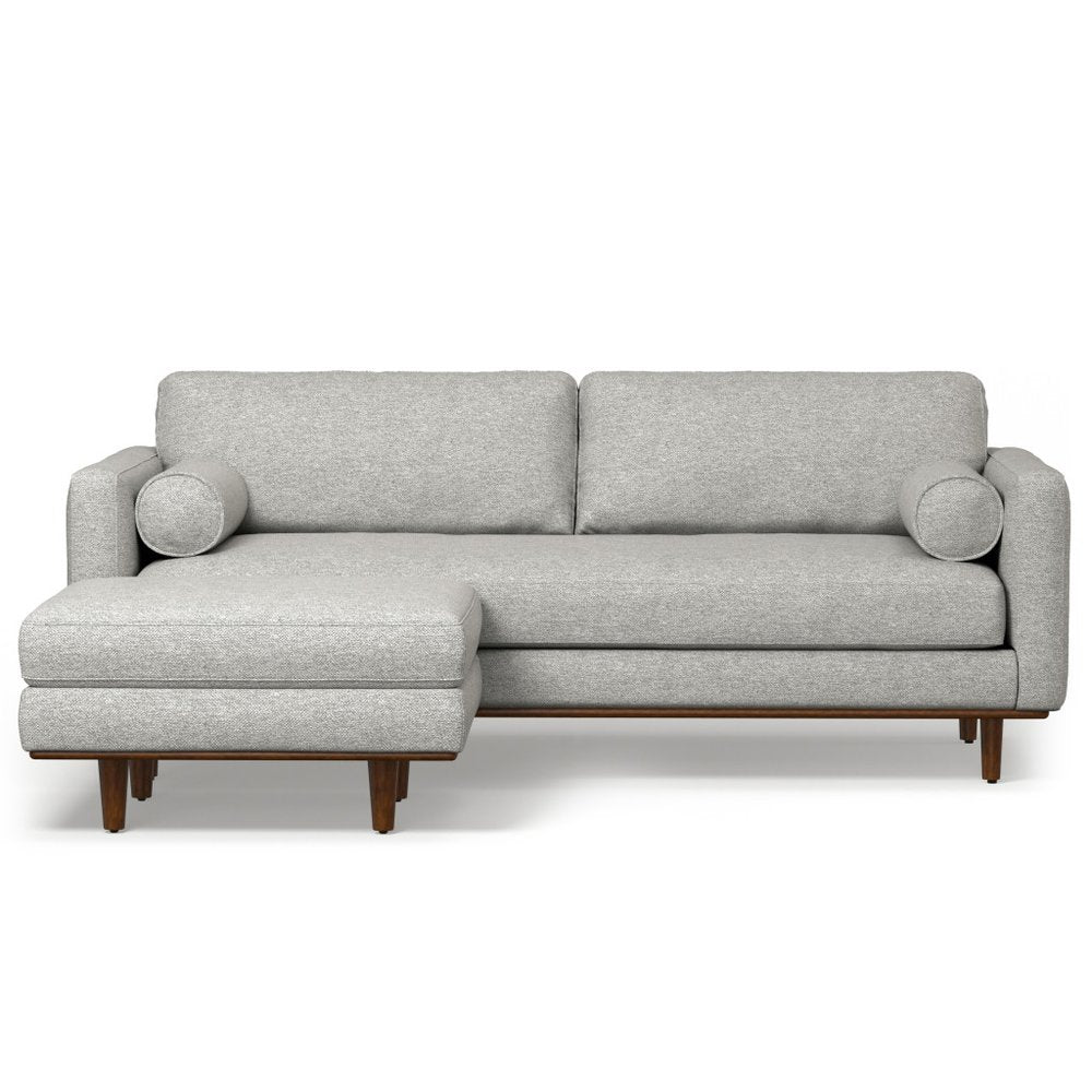 89" Gray Fabric Sofa With Ottoman With Brown Legs