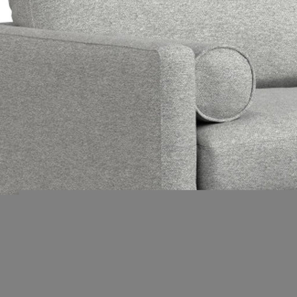 89" Gray Fabric Sofa With Ottoman With Brown Legs