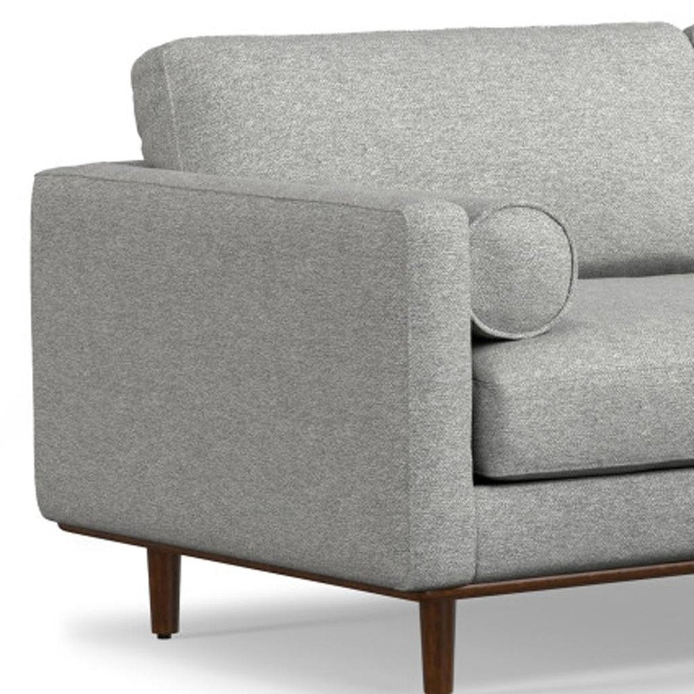 89" Gray Fabric Sofa With Ottoman With Brown Legs