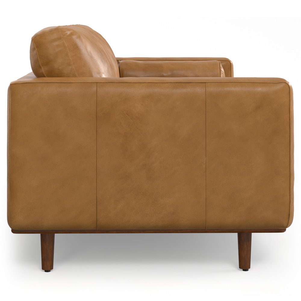 89" Sienna Leather Sofa With Ottoman With Brown Legs