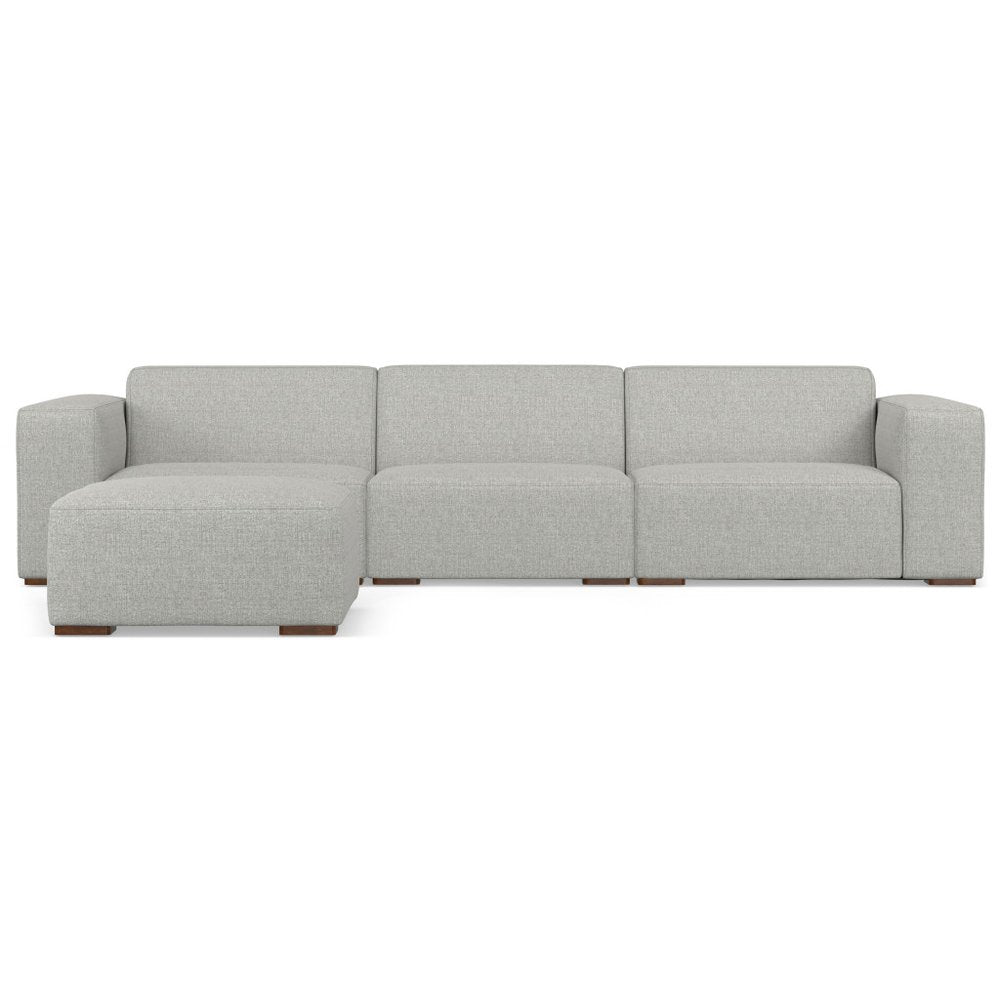 122" Gray Fabric Sofa With Ottoman With Brown Legs