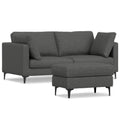 76" Gray Fabric Sofa With Ottoman With Black Legs