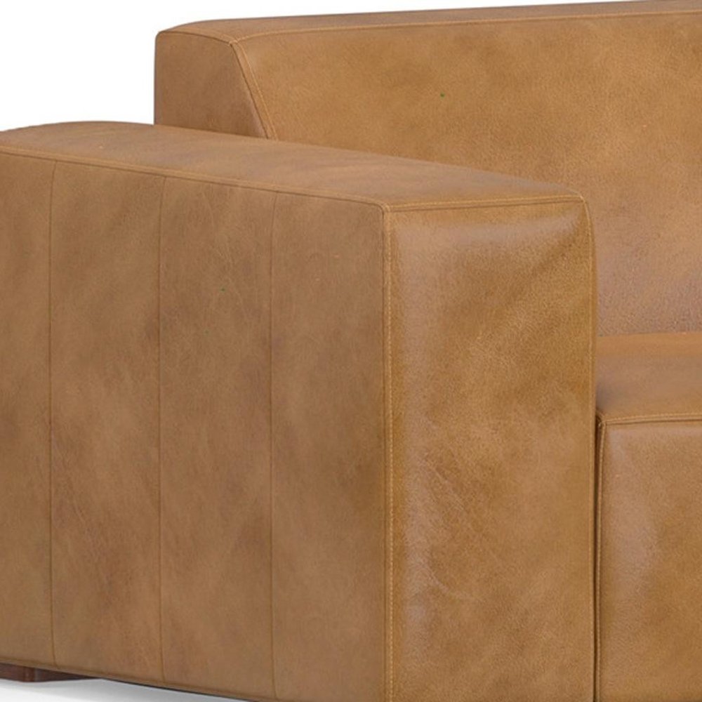 116" Sienna Leather Sofa With Ottoman With Brown Legs