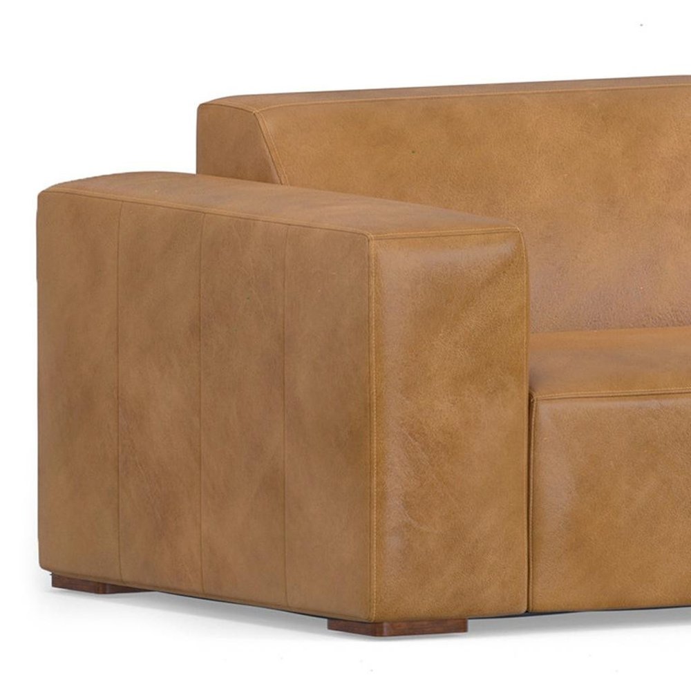 116" Sienna Leather Sofa With Ottoman With Brown Legs