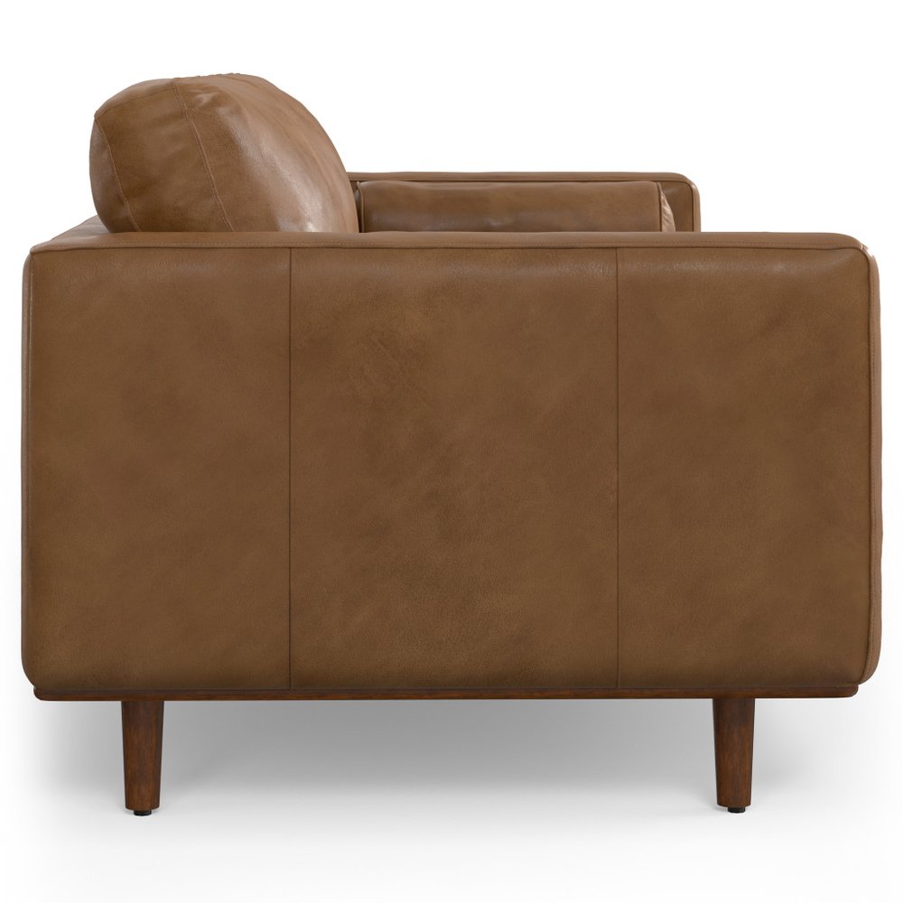 89" Brown Leather Sofa With Ottoman