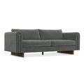 84" Dark Gray Fabric Sofa With Walnut Legs