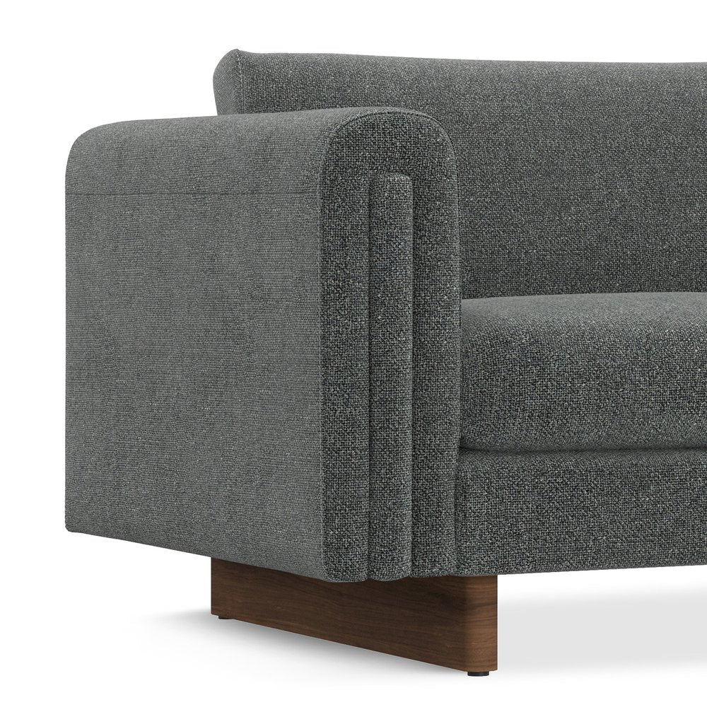 84" Dark Gray Fabric Sofa With Walnut Legs