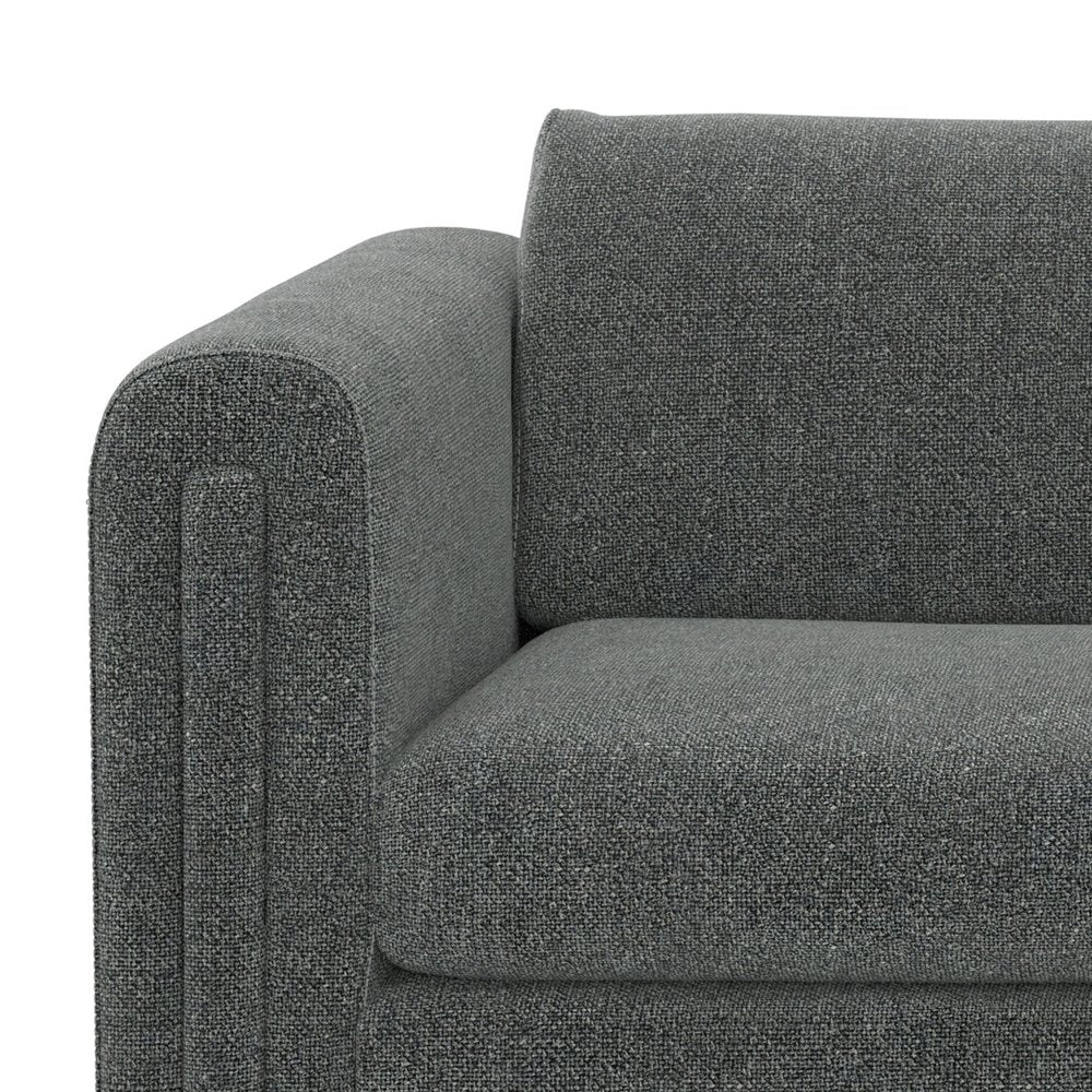 84" Dark Gray Fabric Sofa With Walnut Legs