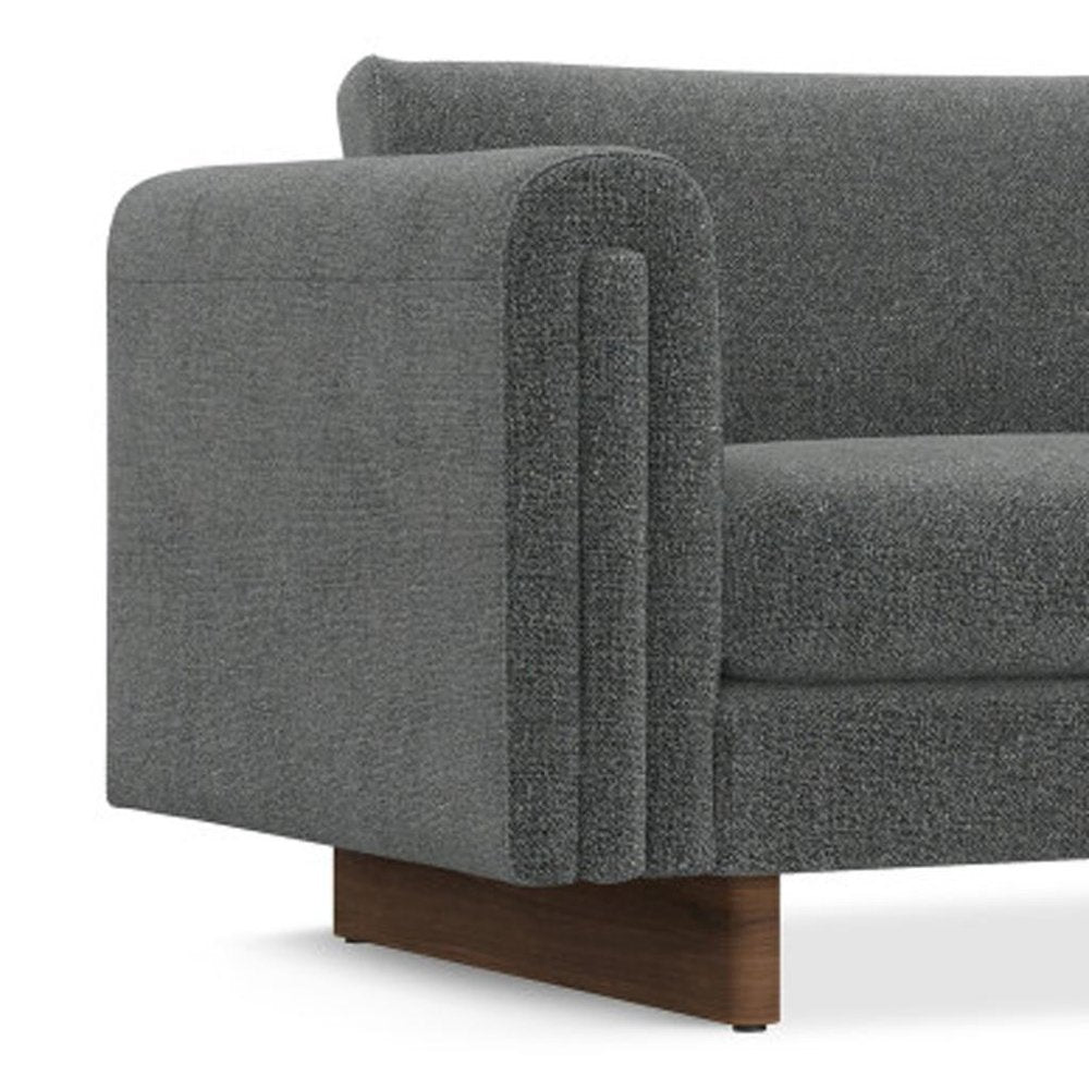 84" Dark Gray Fabric Sofa With Walnut Legs