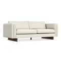 84" Ivory Fabric Sofa With Walnut Legs