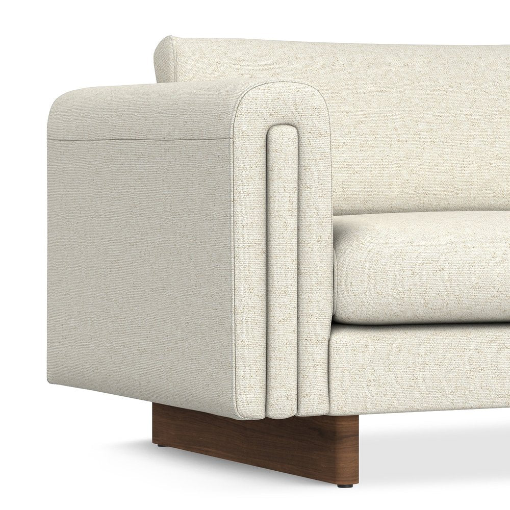 84" Ivory Fabric Sofa With Walnut Legs