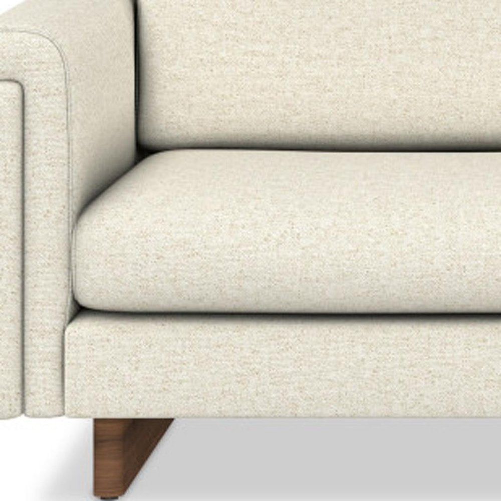 84" Ivory Fabric Sofa With Walnut Legs