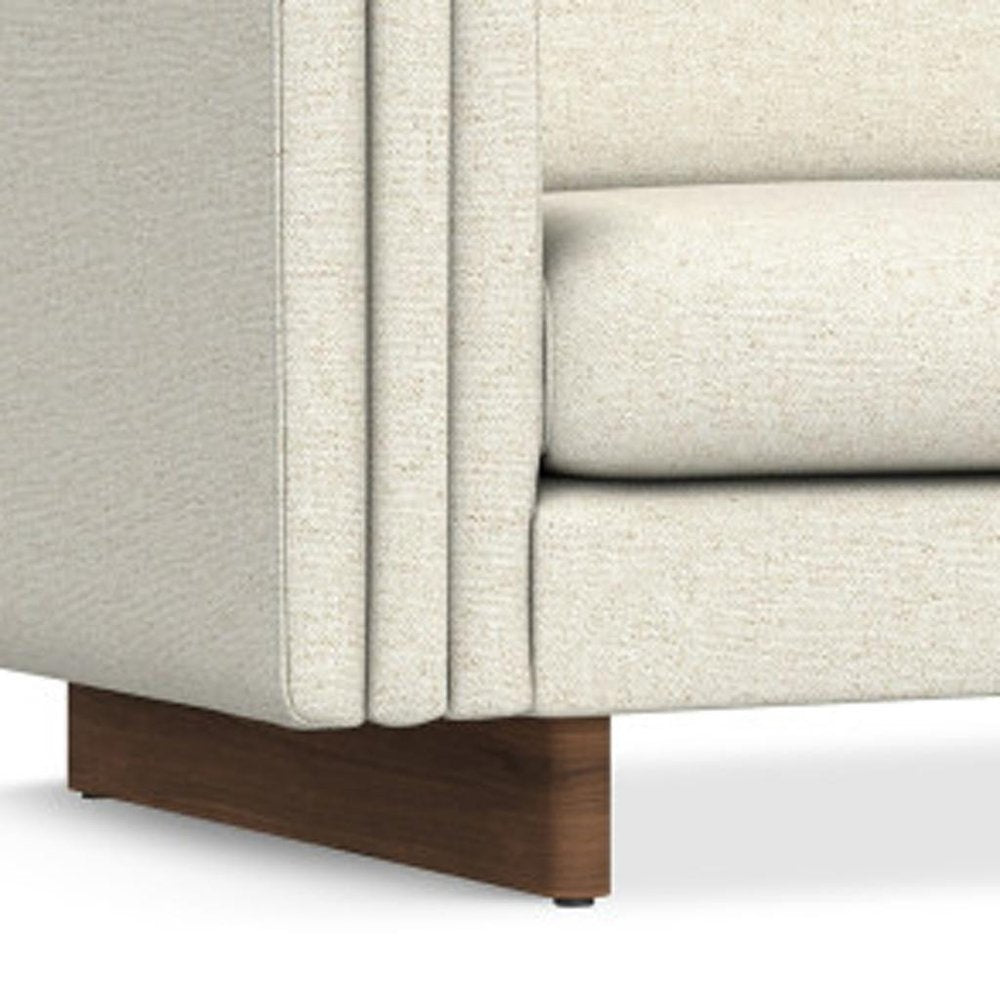 84" Ivory Fabric Sofa With Walnut Legs