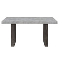 78" Gray and Dark Brown Faux Marble and Wood Double Pedestal Base Dining Table