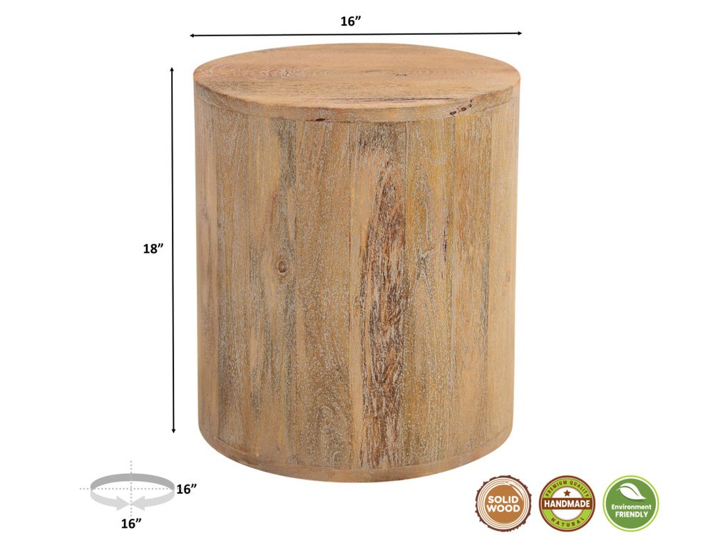 Set of Three Brown Solid Wood Round Solid Furniture Set