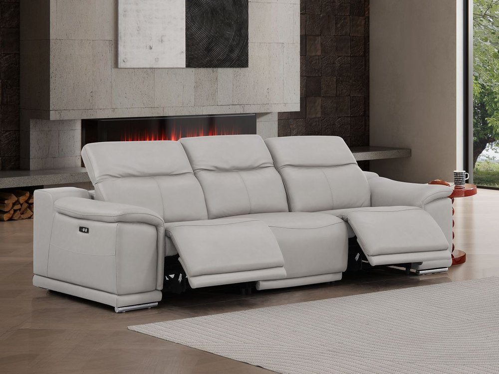 107" Dark Gray Top Grain Leather Reclining USB Sofa