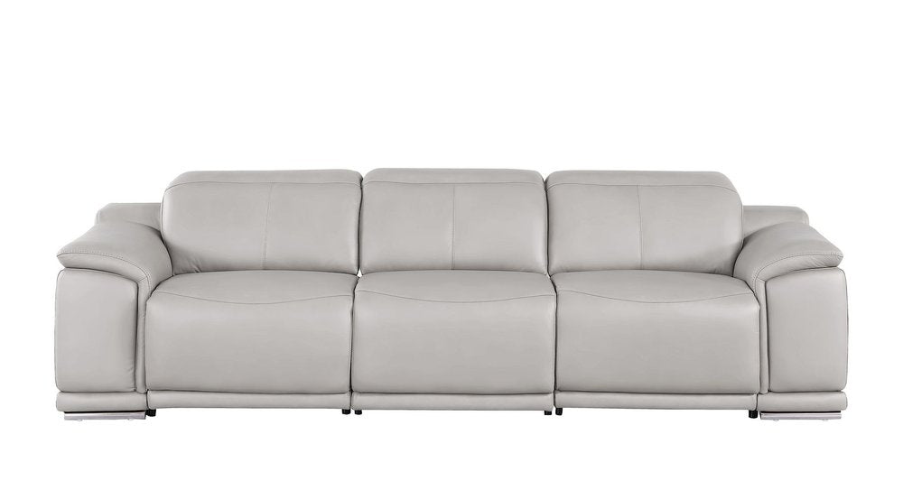 107" Dark Gray Top Grain Leather Reclining USB Sofa