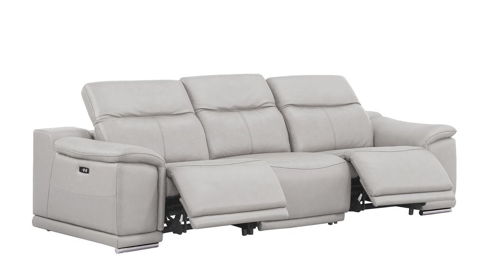 107" Dark Gray Top Grain Leather Reclining USB Sofa