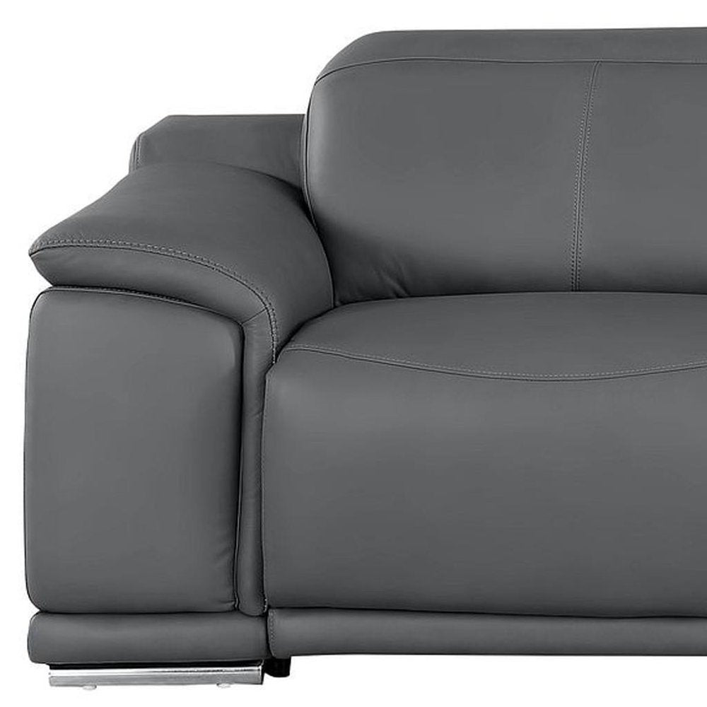107" Dark Gray Top Grain Leather Reclining USB Sofa