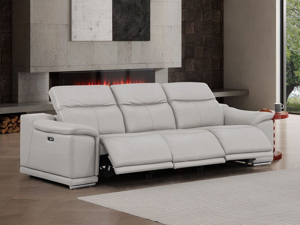 107" Dark Gray Top Grain Leather Reclining USB Sofa