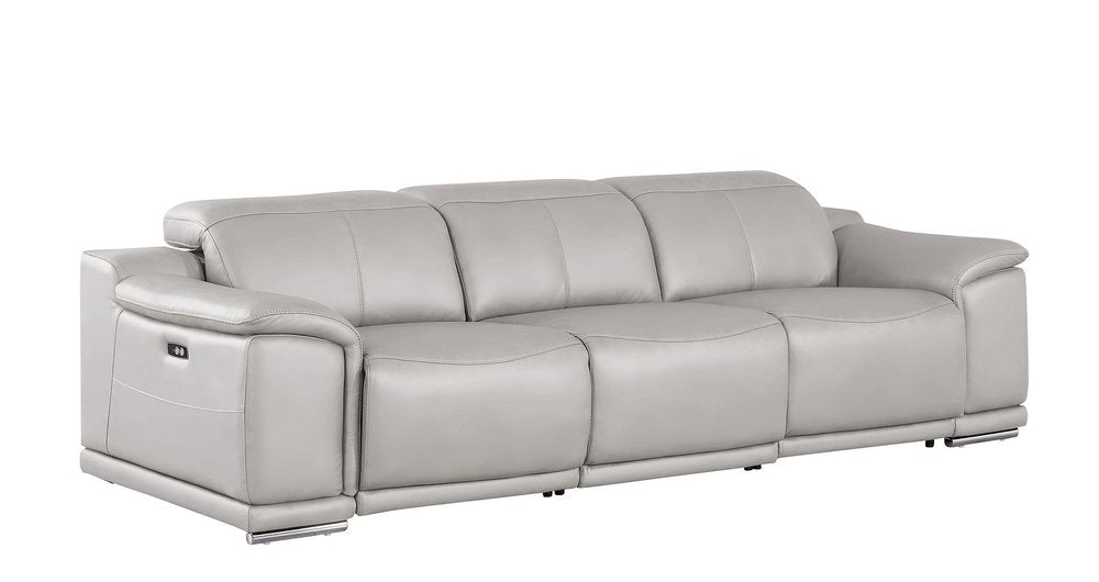 107" Dark Gray Top Grain Leather Reclining USB Sofa