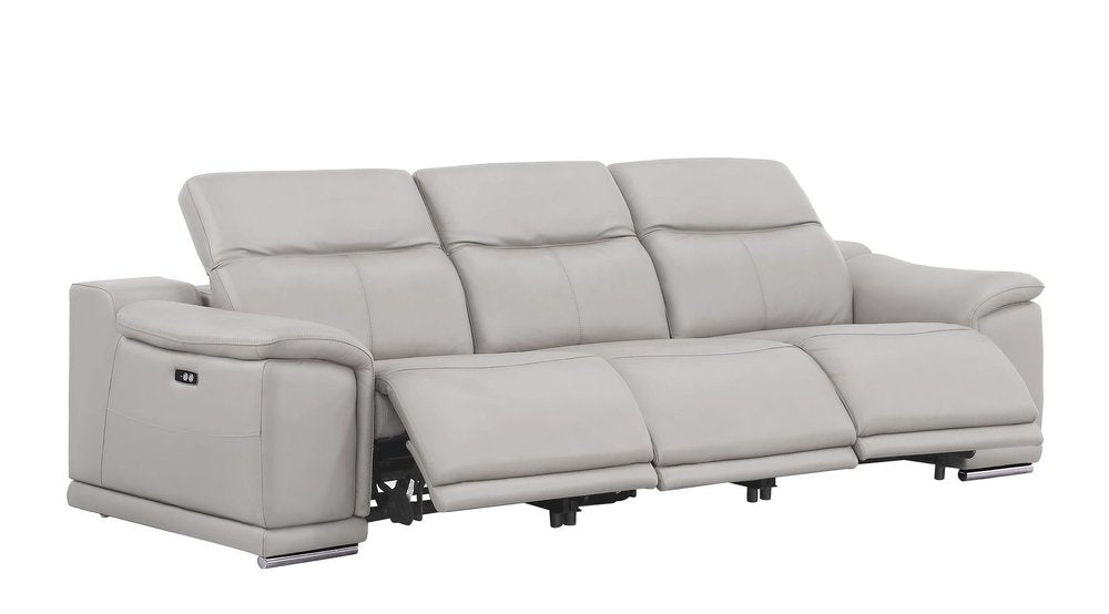 107" Dark Gray Top Grain Leather Reclining USB Sofa