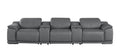134" Dark Gray Top Grain Leather Reclining USB Sofa And Storage