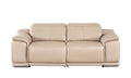 80" Beige and Silver Leather Power Reclining Loveseat
