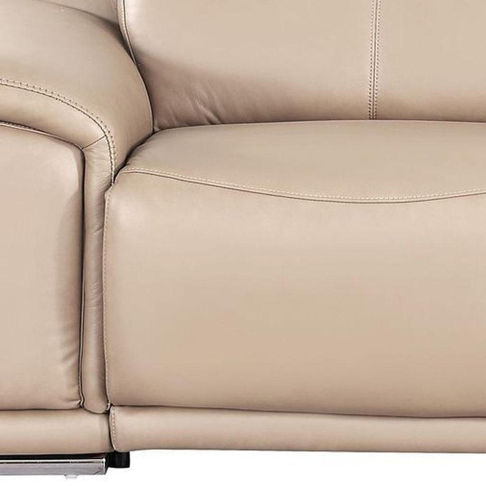 80" White and Silver Leather Power Reclining Loveseat