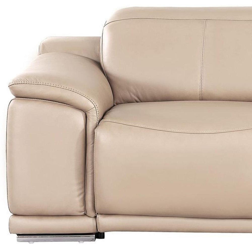 80" White and Silver Leather Power Reclining Loveseat