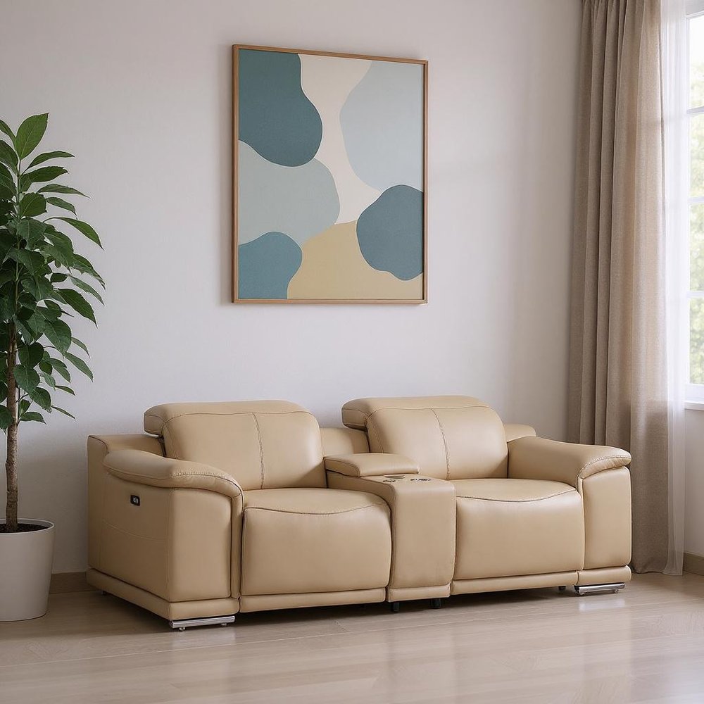 93" Black and Silver Leather Power Reclining Loveseat