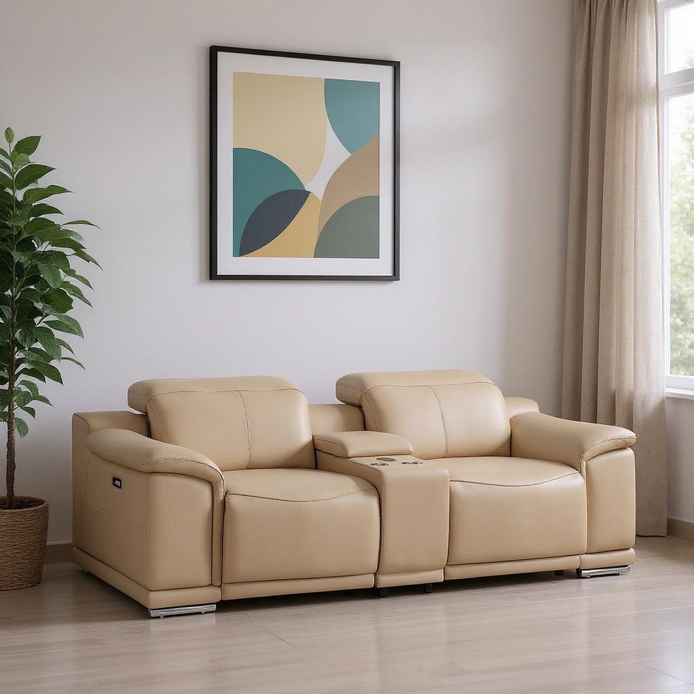 93" Battleship Gray and Silver Leather Power Reclining Loveseat