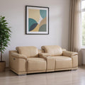 93" Battleship Gray and Silver Leather Power Reclining Loveseat