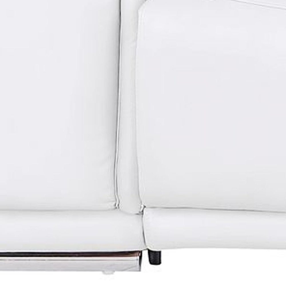 93" White and Silver Leather Power Reclining Loveseat