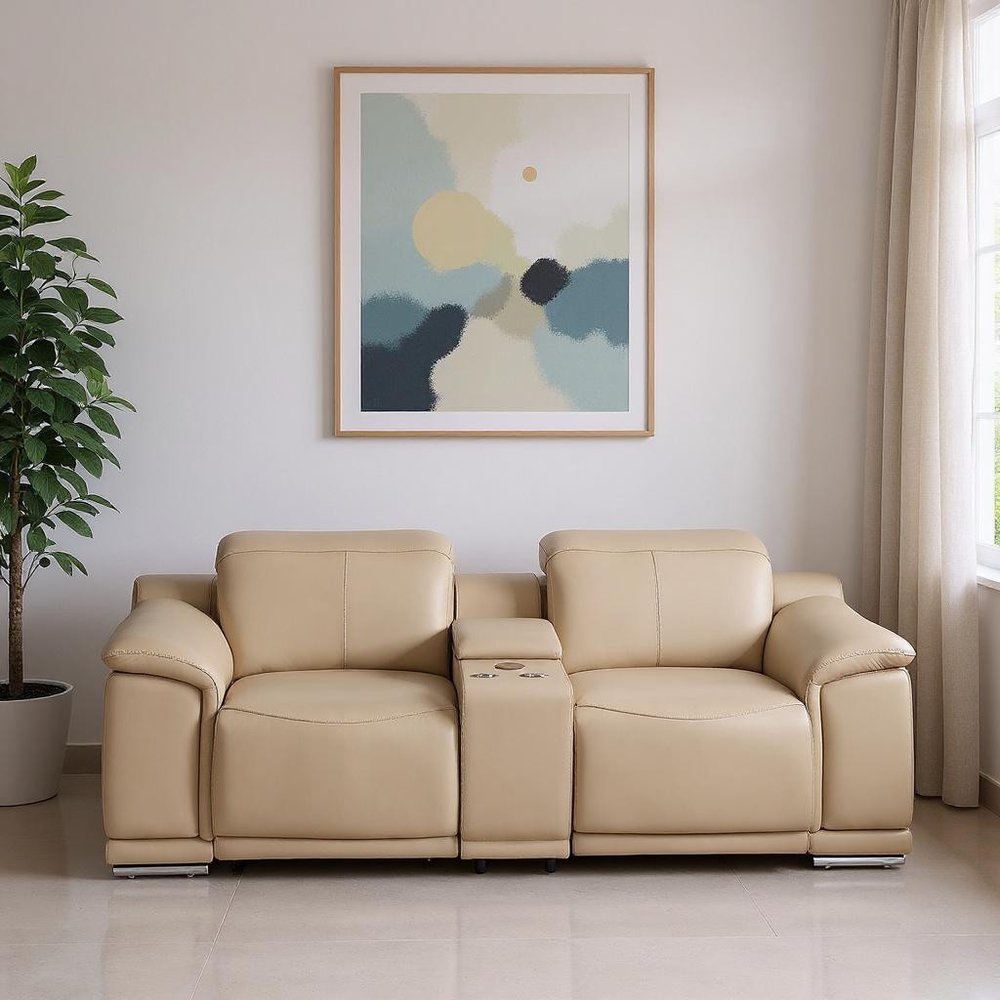 93" White and Silver Leather Power Reclining Loveseat
