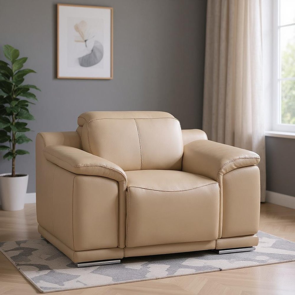 39" Battleship Gray Genuine Leather Wall Hugger Power Recliner With USB