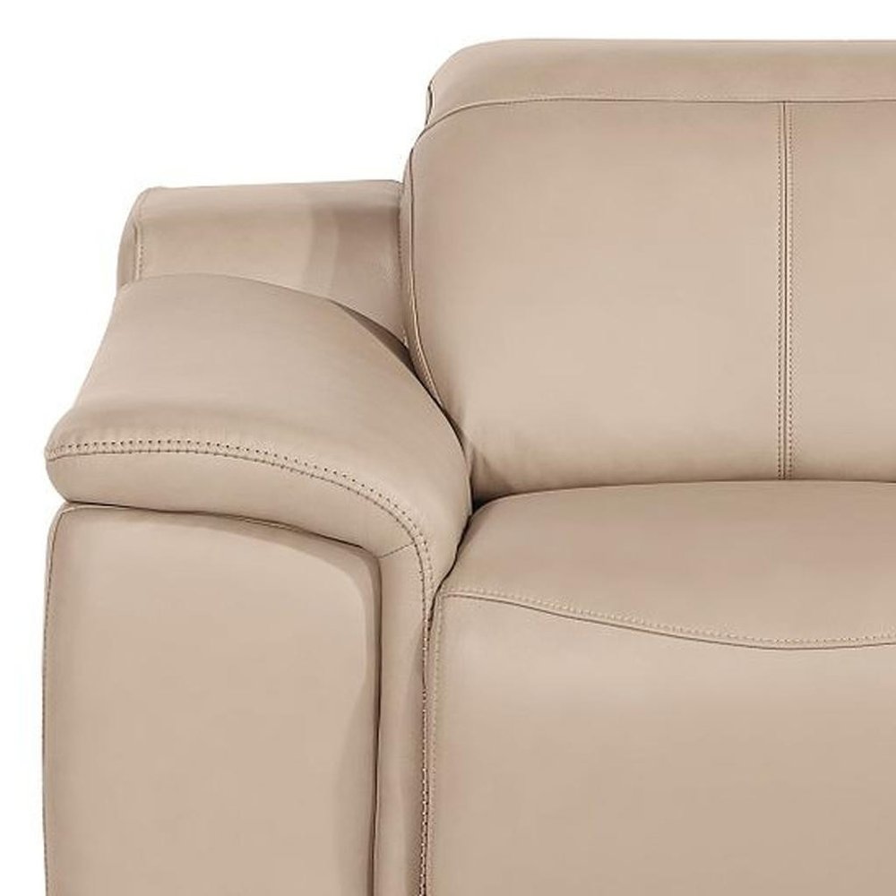 39" Battleship Gray Genuine Leather Wall Hugger Power Recliner With USB