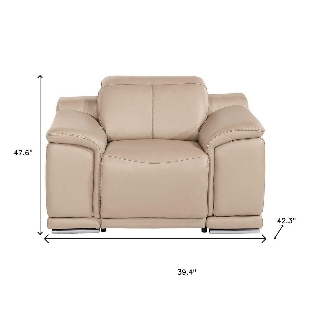 39" Battleship Gray Genuine Leather Wall Hugger Power Recliner With USB