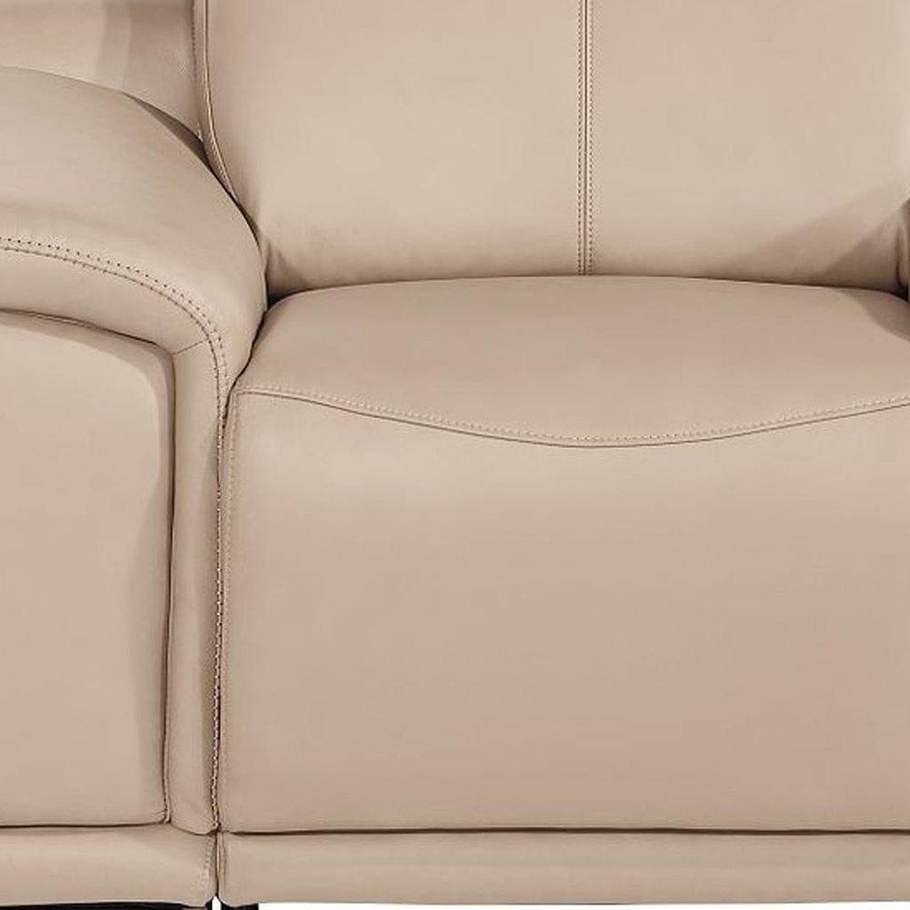 39" Battleship Gray Genuine Leather Wall Hugger Power Recliner With USB