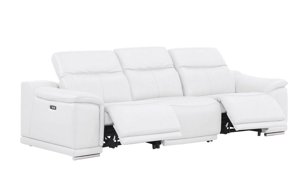 Two Piece White Genuine Leather Four Person Seating Set