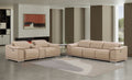 Two Piece Beige Genuine Leather Five Person Seating Set