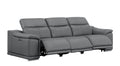 Two Piece Battleship Gray Genuine Leather Five Person Seating Set